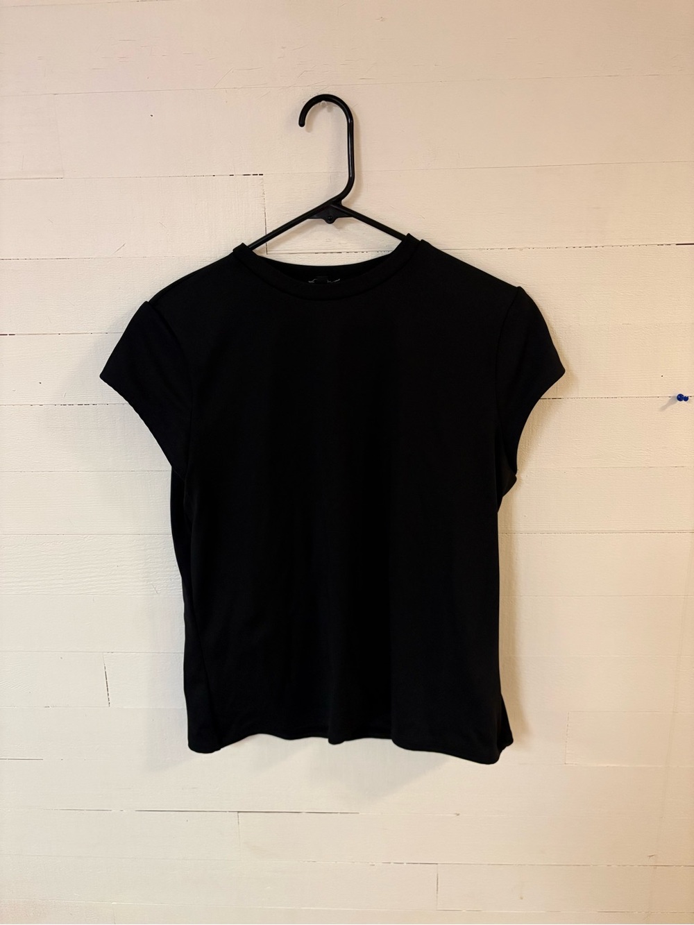 Express Body Contour Black Short Sleeve Top Size XL Stretch Lined